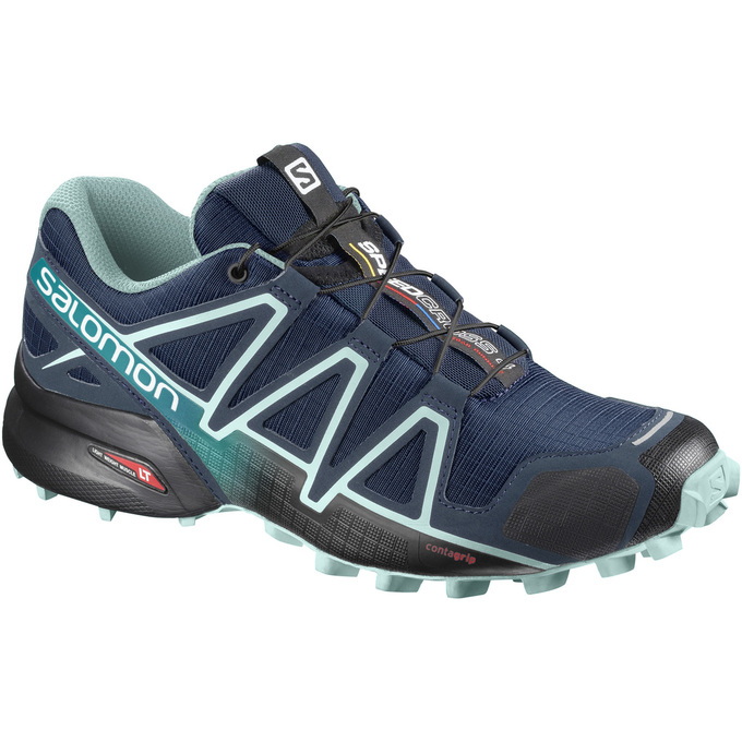 SALOMON SPEEDCROSS 4 WIDE W Philippines - Women's Trail Running Shoes - Navy/Black | 824195-MDA